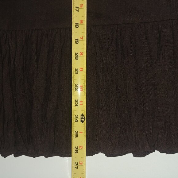 Ann Taylor wool midi skirt dark chocolate brown pleated flounce bottom 4 Petite - Picture 9 of 14